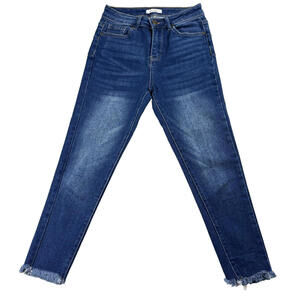 Blue Savvy Jeans Womens 3 28 Skinny High Rise Dark Wash Frayed Hem Denim Stretch